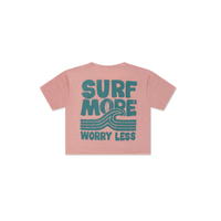 Surf More Worry Less Crop Tee – Sunset Blush