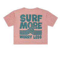 Surf More Worry Less Crop Tee – Sunset Blush