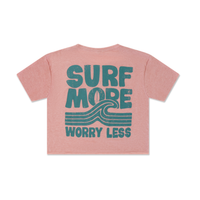 Surf More Worry Less Crop Tee – Sunset Blush