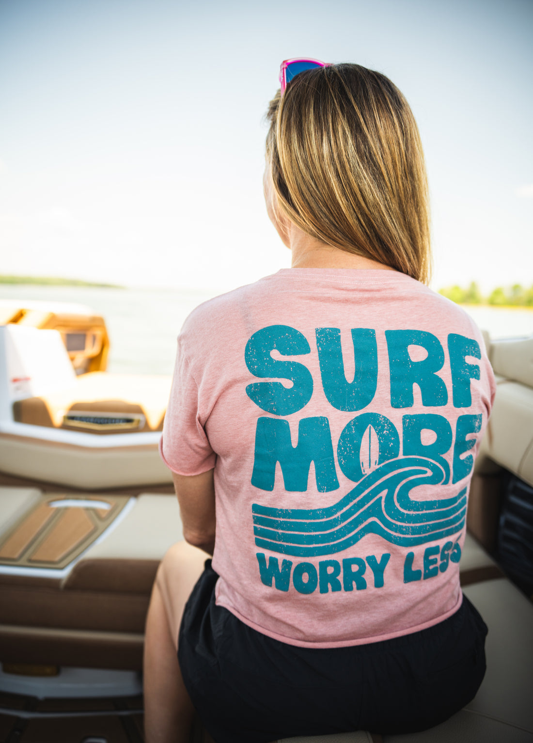 Surf More Worry Less Crop Tee – Sunset Blush