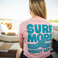 Surf More Worry Less Crop Tee – Sunset Blush