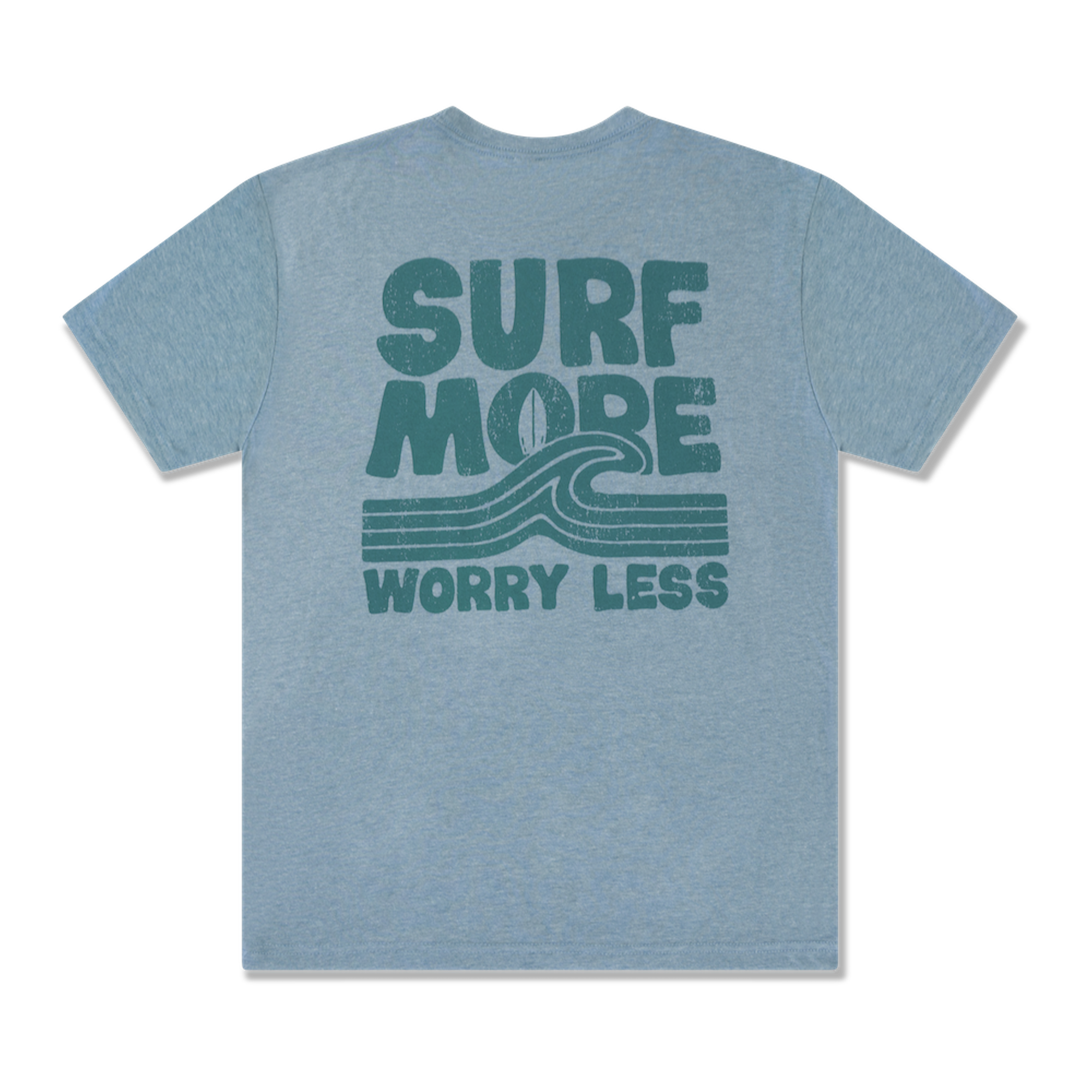 Surf More Worry Less Tee – Lake Blue