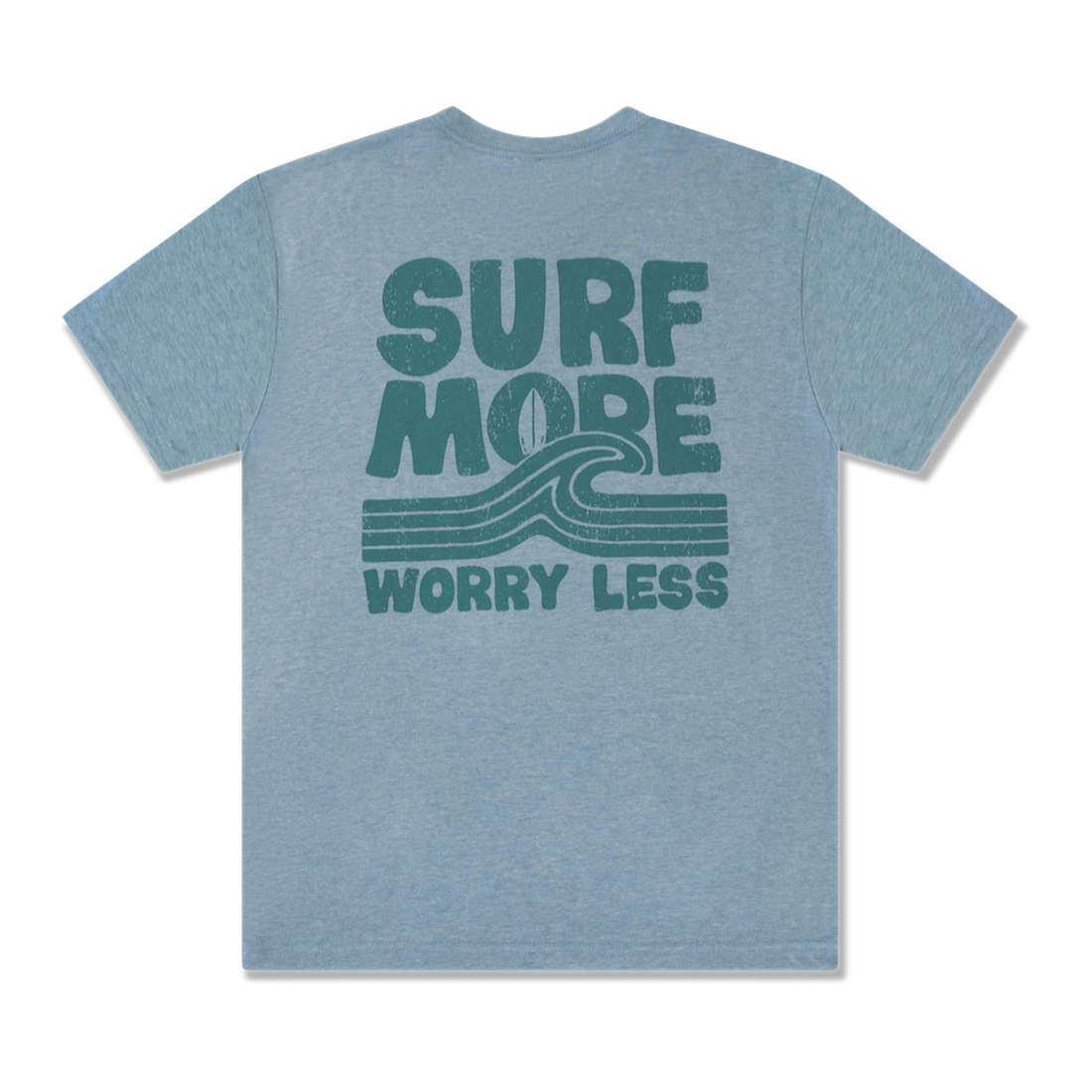 Surf More Worry Less Tee – Lake Blue
