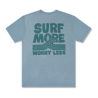 Surf More Worry Less Tee – Lake Blue