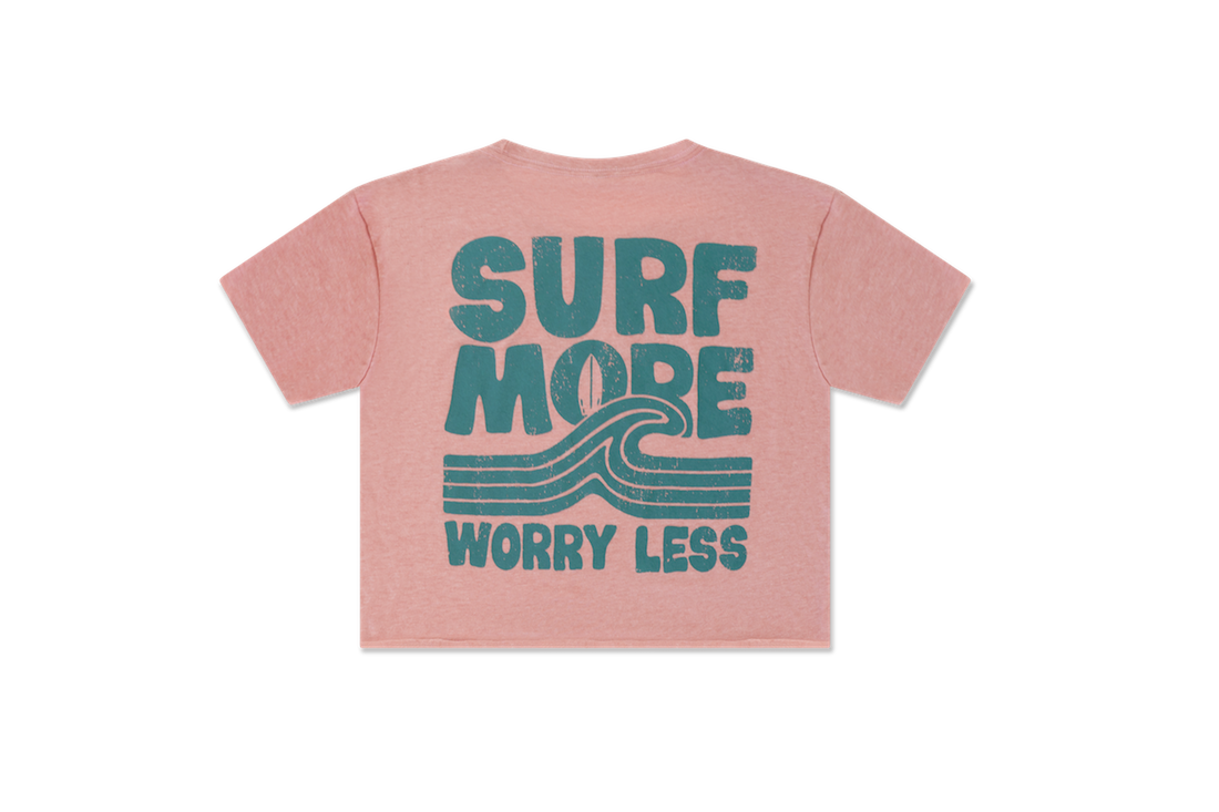 Surf More Worry Less Crop Tee – Sunset Blush