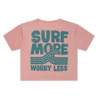 Surf More Worry Less Crop Tee – Sunset Blush