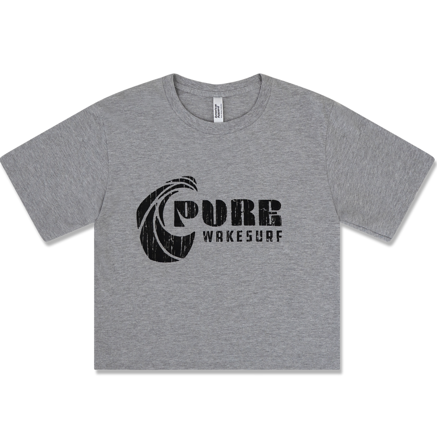 Pure Wakesurf Classic Boxy Crop Tee – Heather Grey