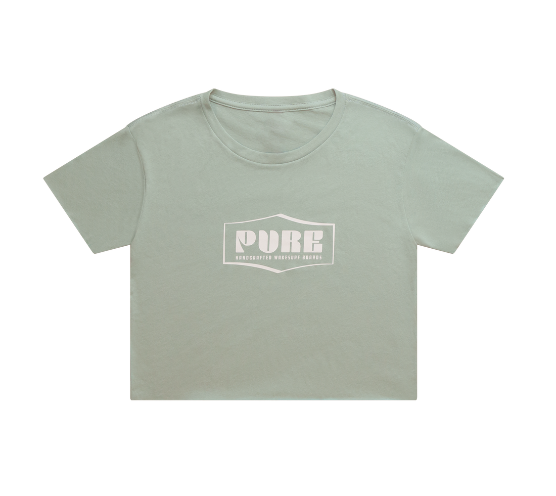 Pure Wakesurf Crop Tee - Sea Glass